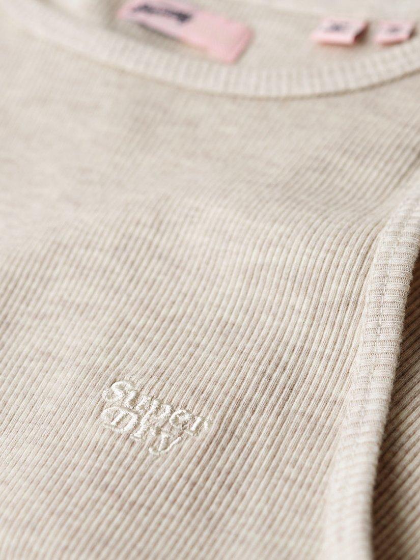 Product image 5 of 5, which shows Superdry Essential Logo Racer Vest Top, Oat Cream Marl, 6-8