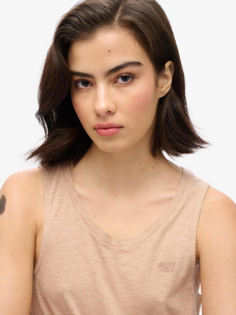 Product image 3 of 4, which shows Superdry Scoop Neck Tank Top, Light Taupe, 16