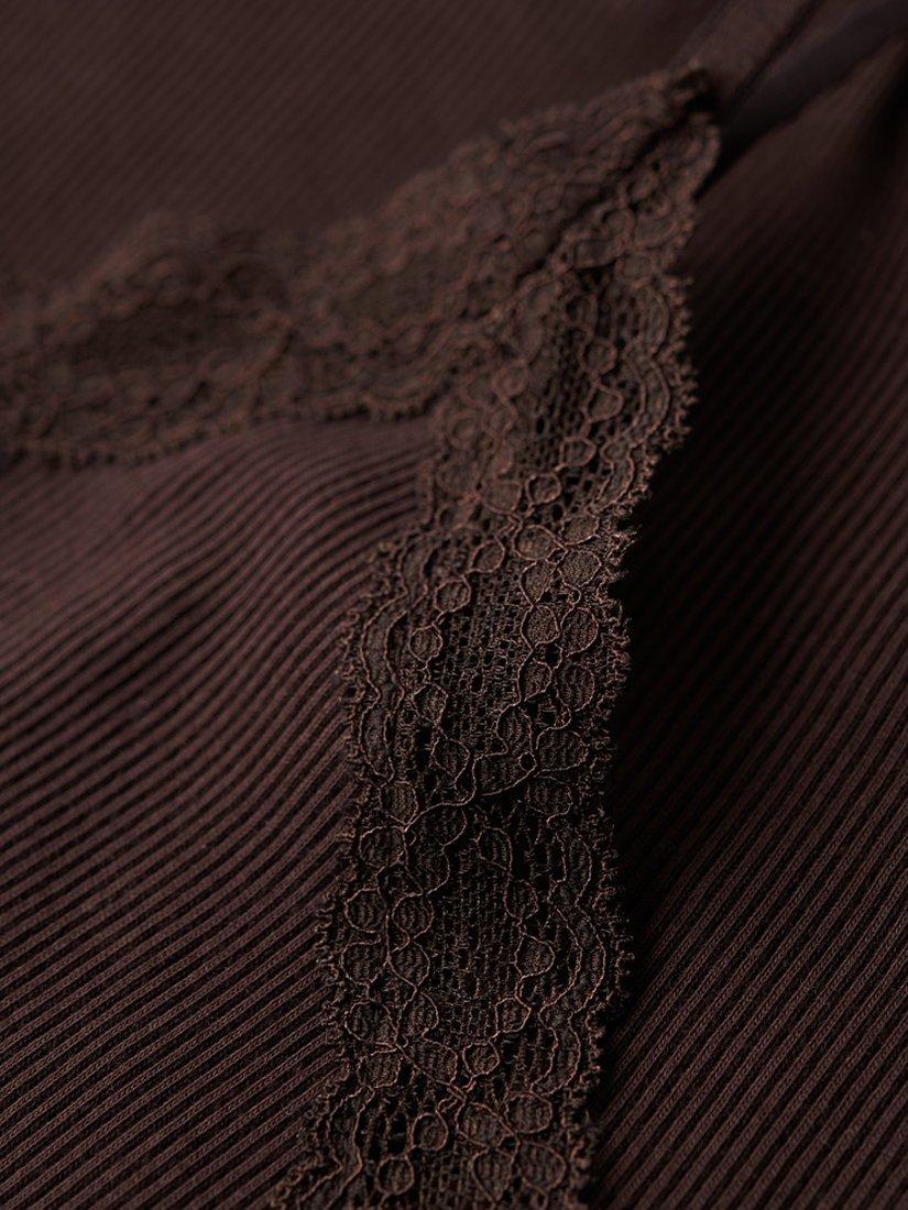 Product image 4 of 4, which shows Superdry Essential Lace Trim Cami Top, Dark Brown, 6-8