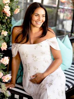 Tiffany Rose Maternity Felicity Bardot Maxi Dress, Sweet Posies - view 2, Sweet Posies