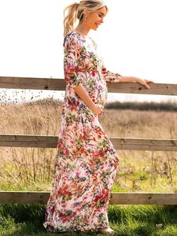 Tiffany Rose Maternity Lucy Empire Line Maxi Dress, Wildflower Garden - view 2, Wildflower Garden