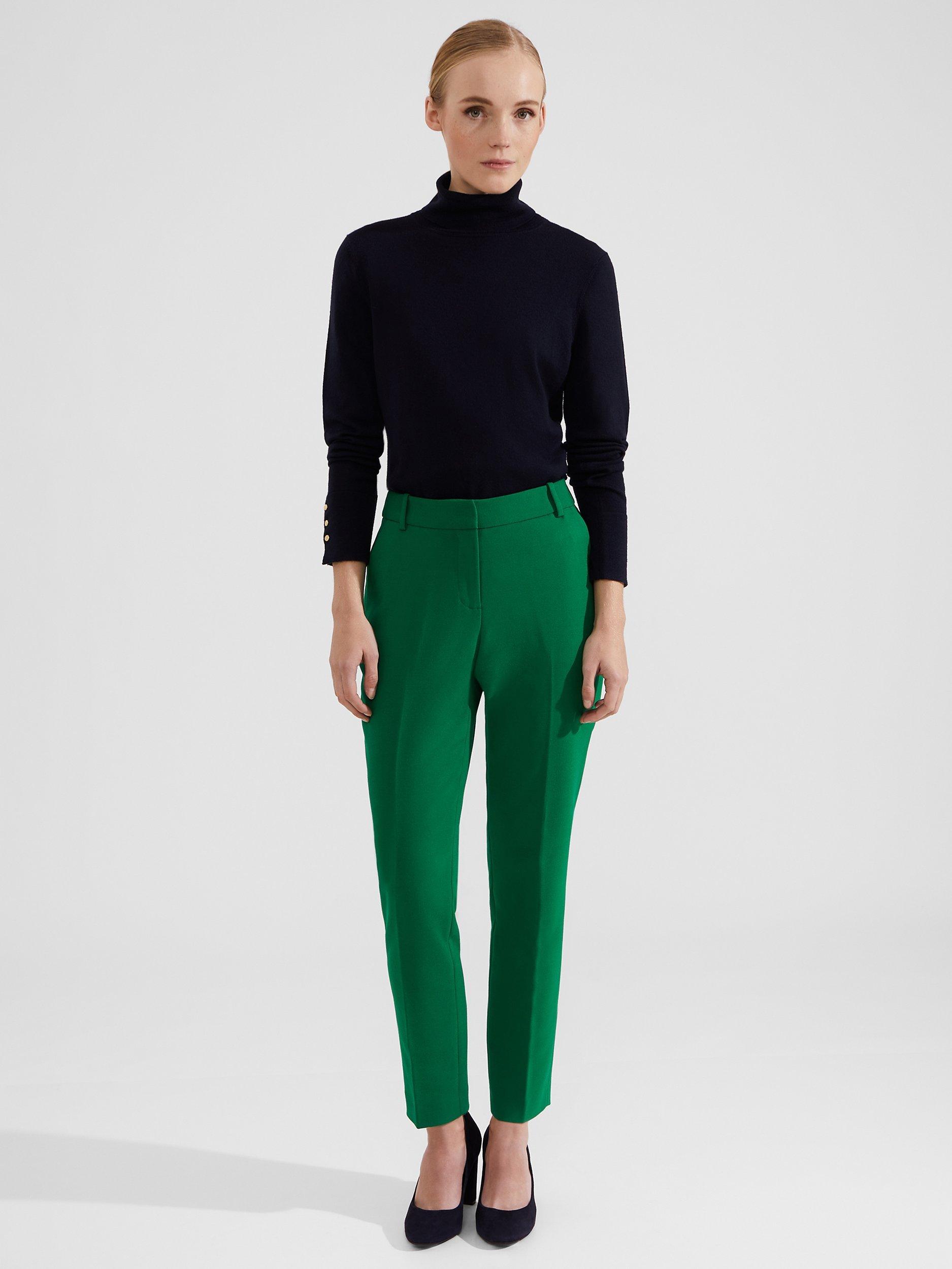 Product image 1 of 5, which shows Hobbs Suki Tailored Trousers, Malachite Green, 22