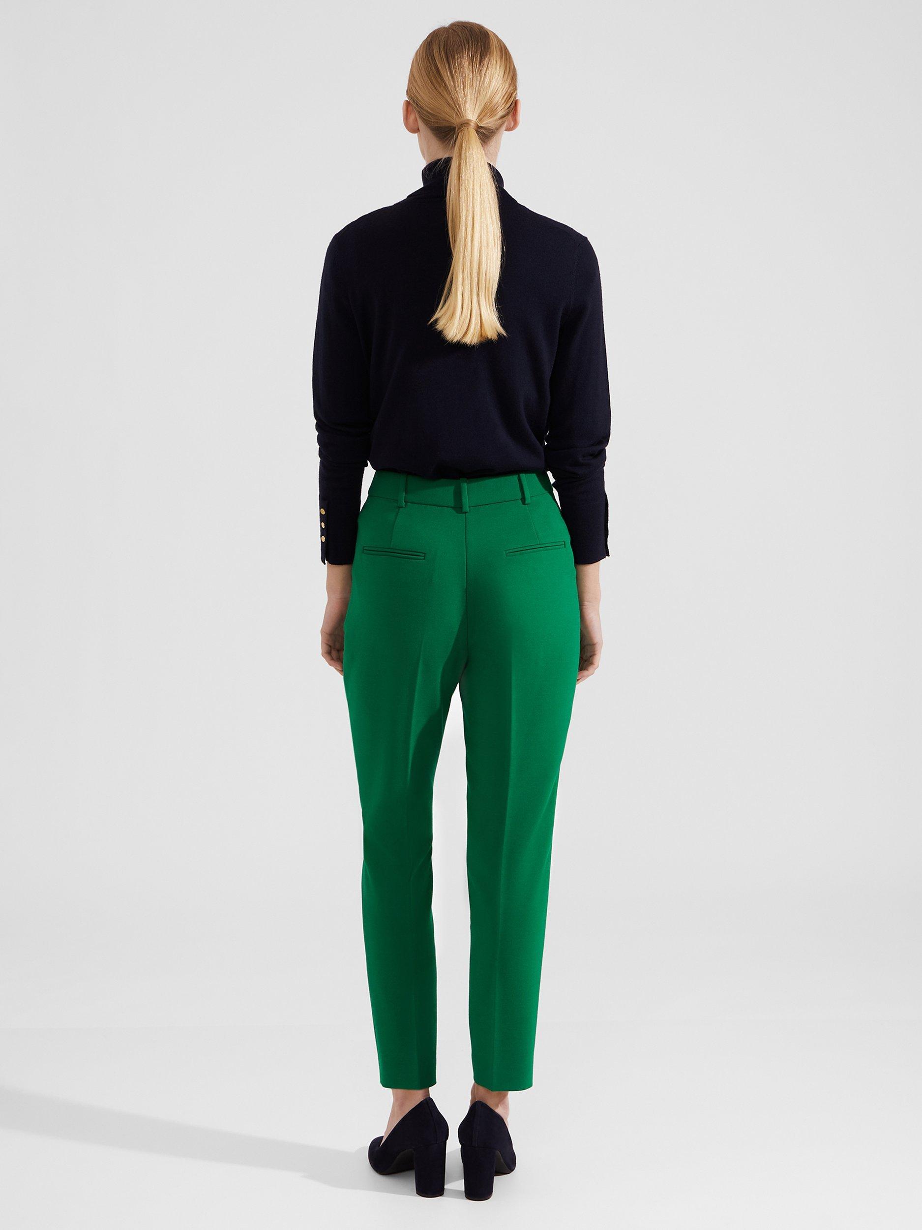 Product image 2 of 5, which shows Hobbs Suki Tailored Trousers, Malachite Green, 22