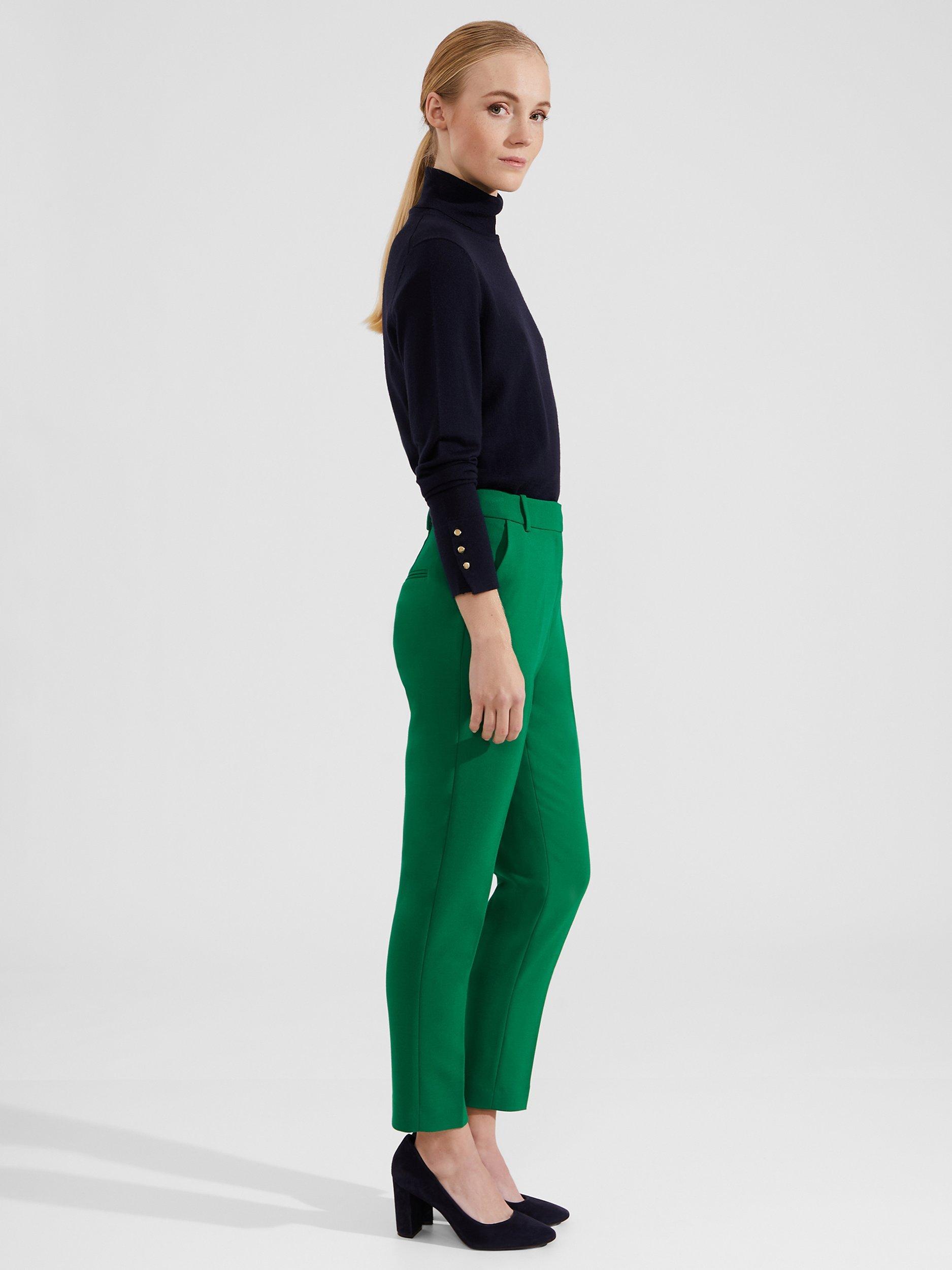 Product image 4 of 5, which shows Hobbs Suki Tailored Trousers, Malachite Green, 22