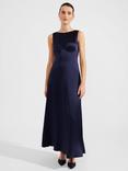 Hobbs Jemma Empire Line Maxi Satin Dress, Midnight Navy