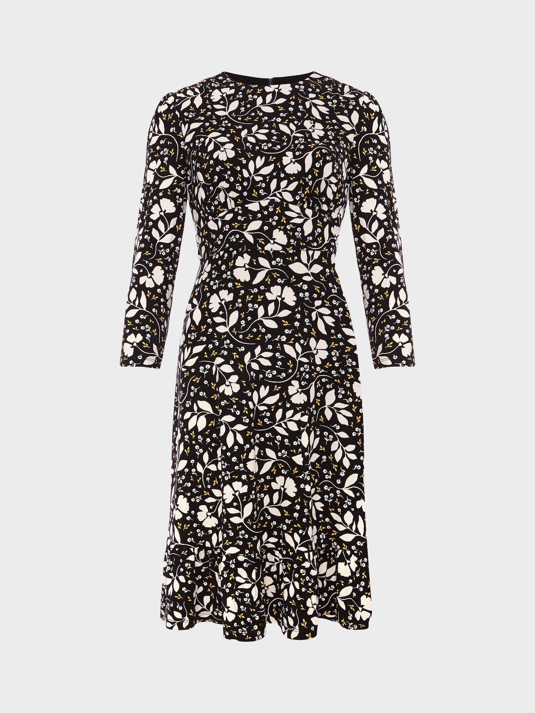 Product image 5 of 5, which shows Hobbs Petite Ami Ecovero Mini Dress, Black/Multi, 16