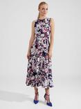 Hobbs Carly Floral Print Midi Dress, Navy/Multi