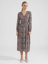 Hobbs Georgina Leaf Print Midi Shirt Dress Black Multi