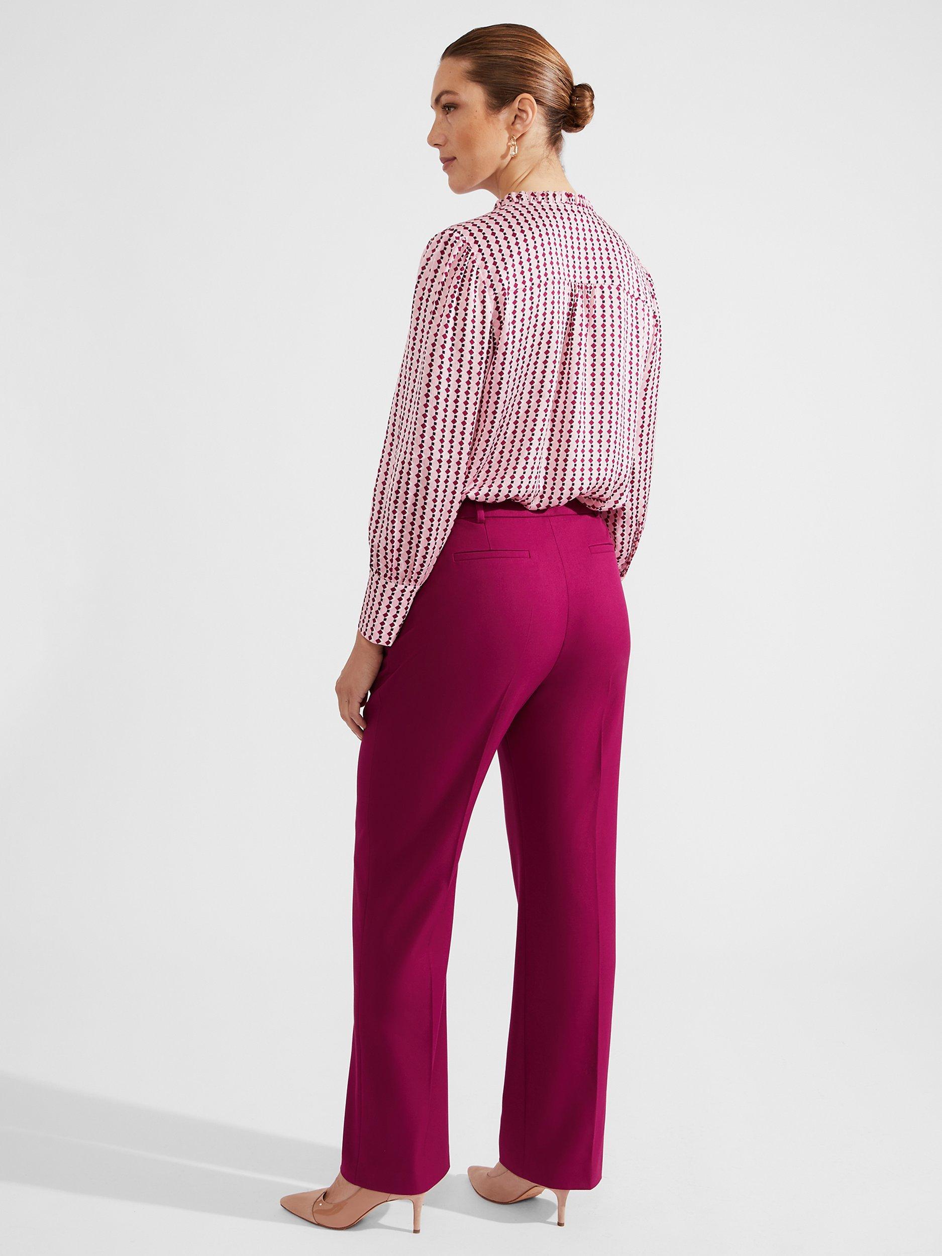 Product image 2 of 5, which shows Hobbs Petite Nola Trousers, Bramble Purple, 14