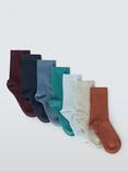 John Lewis Plain Cotton Blend Socks, Pack of 7, Assorted