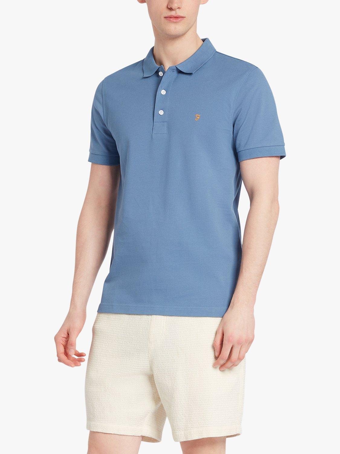 Farah Blanes Short Sleeve Polo Top, Sheaf Blue