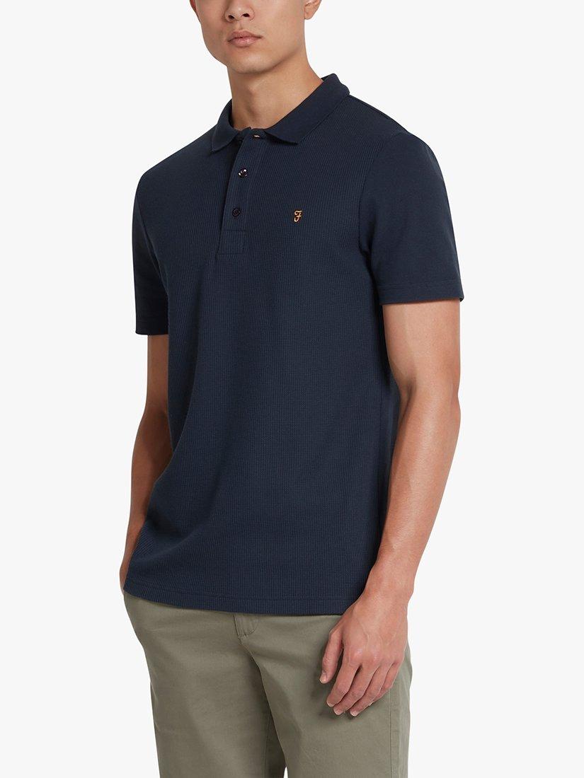 Farah Forster Organic Cotton Blend Short Sleeve Polo Shirt, Indigo