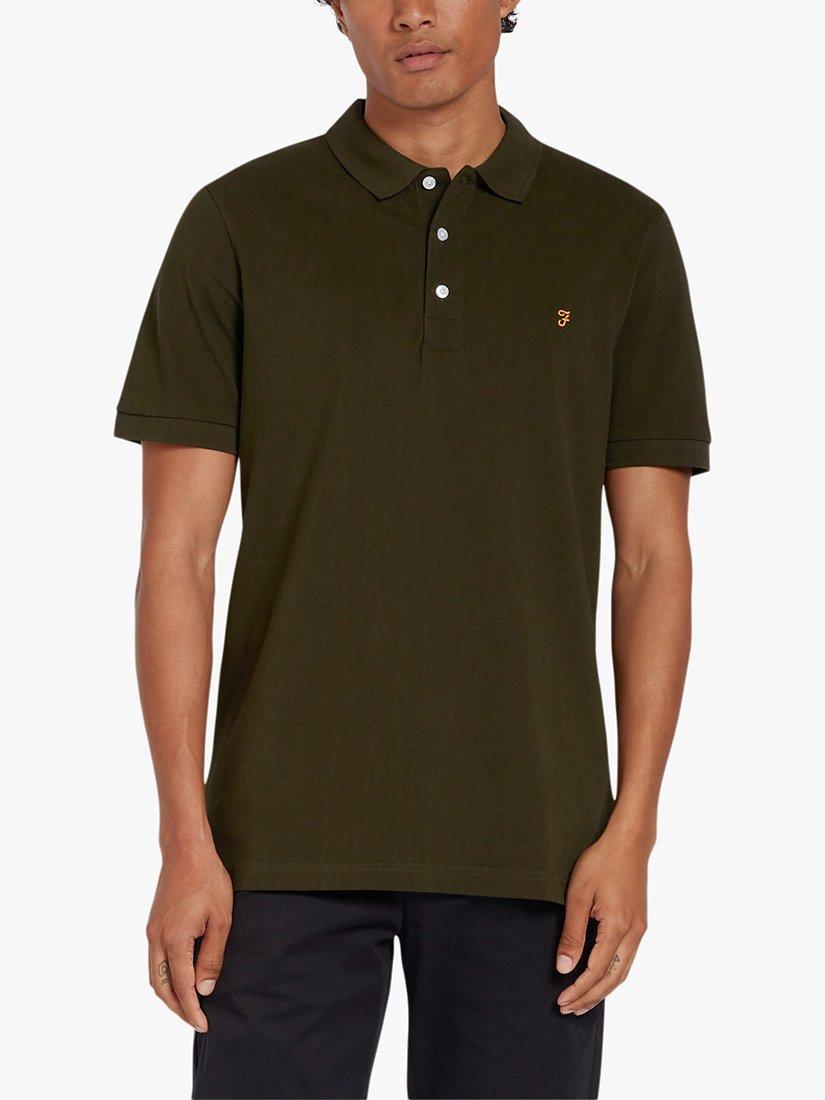 Product image 1 of 5, which shows Farah Blanes Short Sleeve Polo Top, Evergreen, S
