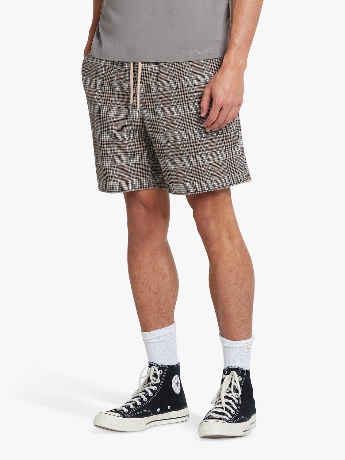 Farah Redwald Linen Blend Check Shorts, True Khaki, L