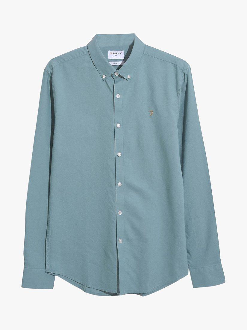 Farah Brewer Long Sleeve Organic Cotton Shirt, Brook Blue, S