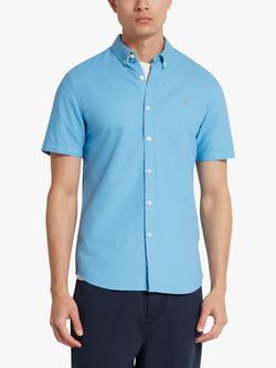 Farah Brewer Short Sleeve Organic Cotton Shirt, Arctic Blue
