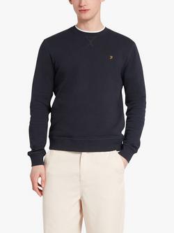 Farah Tim Crew Neck Organic Cotton Jumper, True Navy