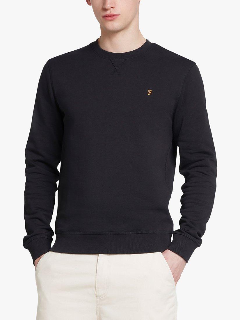 Product image 1 of 5, which shows Farah Tim Slim Fit Organic Cotton Terry Sweatshirt, Black, S