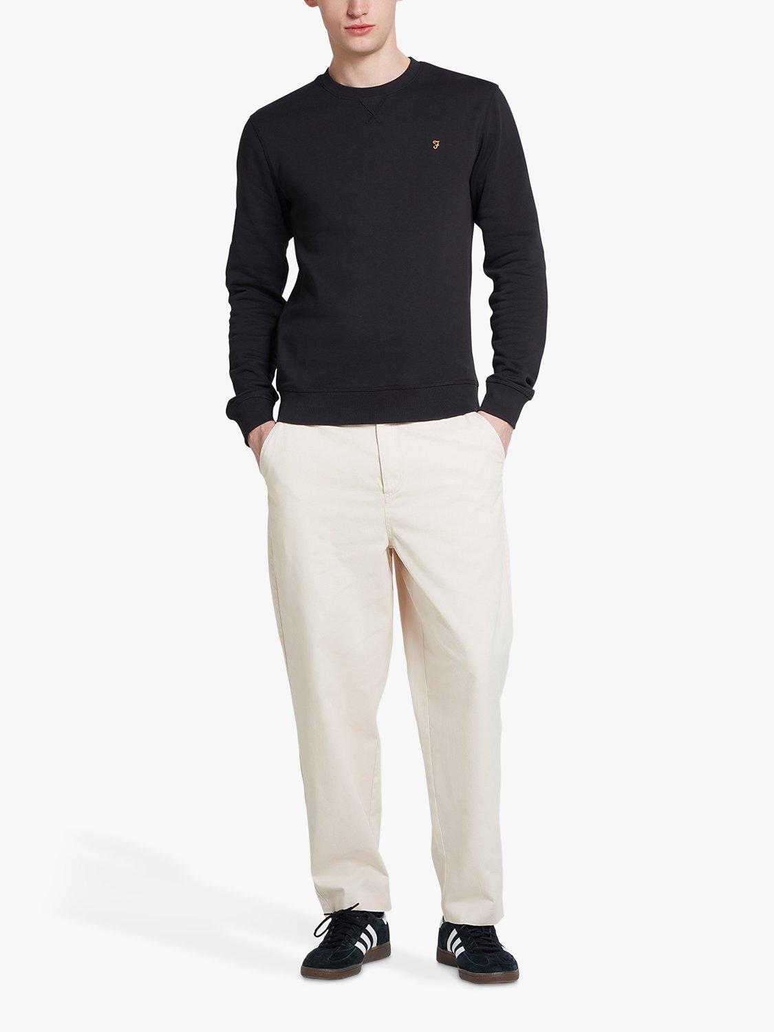Product image 3 of 5, which shows Farah Tim Slim Fit Organic Cotton Terry Sweatshirt, Black, S