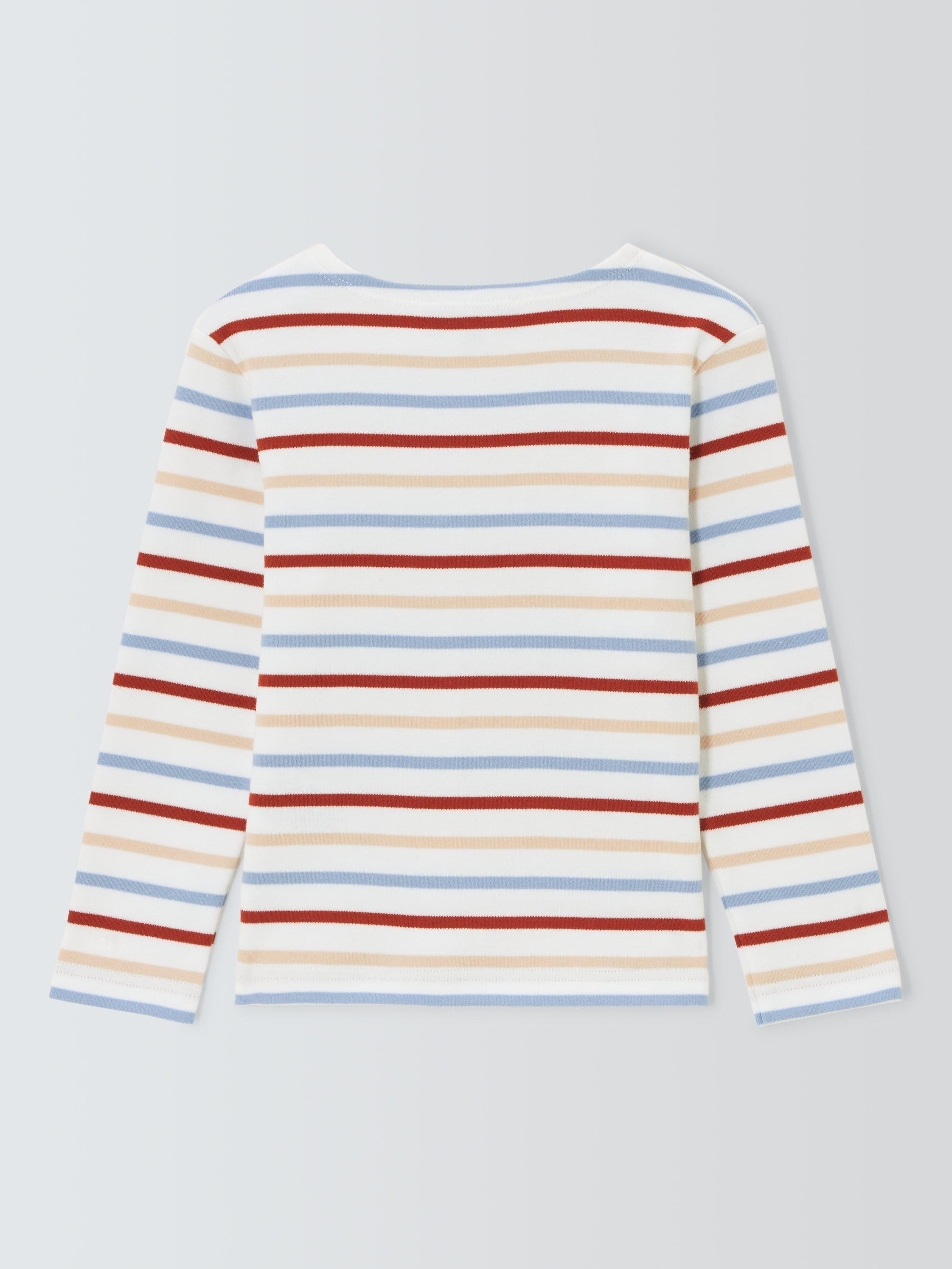 Product image 2 of 3, which shows Armor Lux Kids' Stripe Long Sleeve T-Shirt, Blanc/Marmo/Ketchup, 6 years