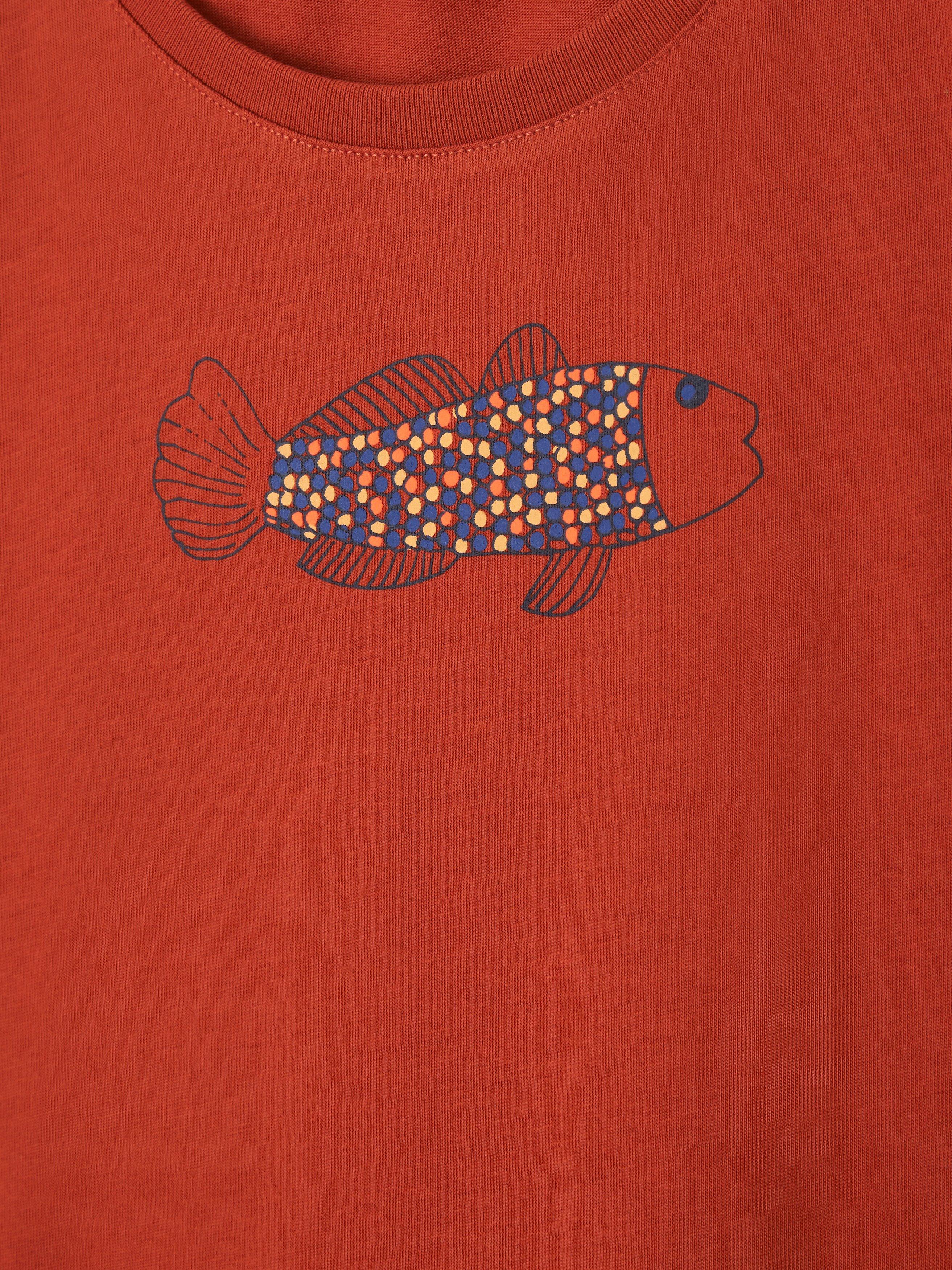 Armor Lux Kids' Fish Print Short Sleeve T-Shirt, Ketchup, 4 years