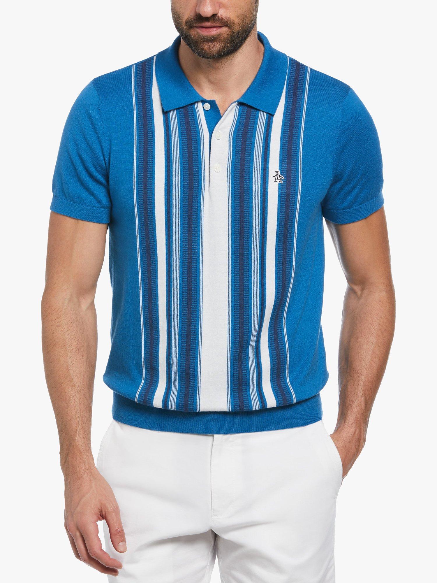 Original Penguin Stripe Polo Top, Vallarta Blue