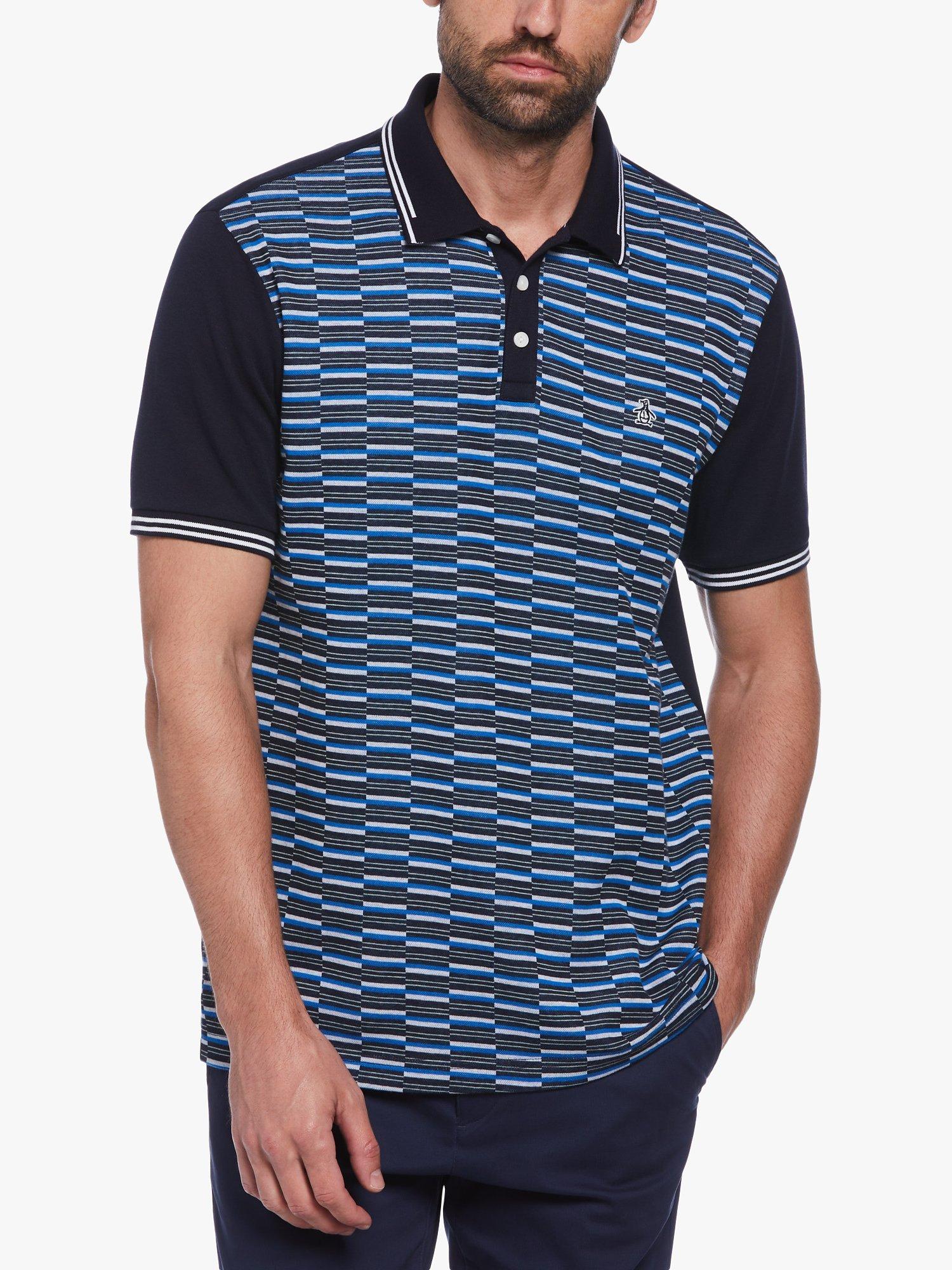 Original Penguin Jacquard Short Sleeve Polo Shirt, Dark Sapphire