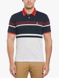 Original Penguin Jacquard Engineered Stripe Polo Shirt, White/Multi, White/Multi