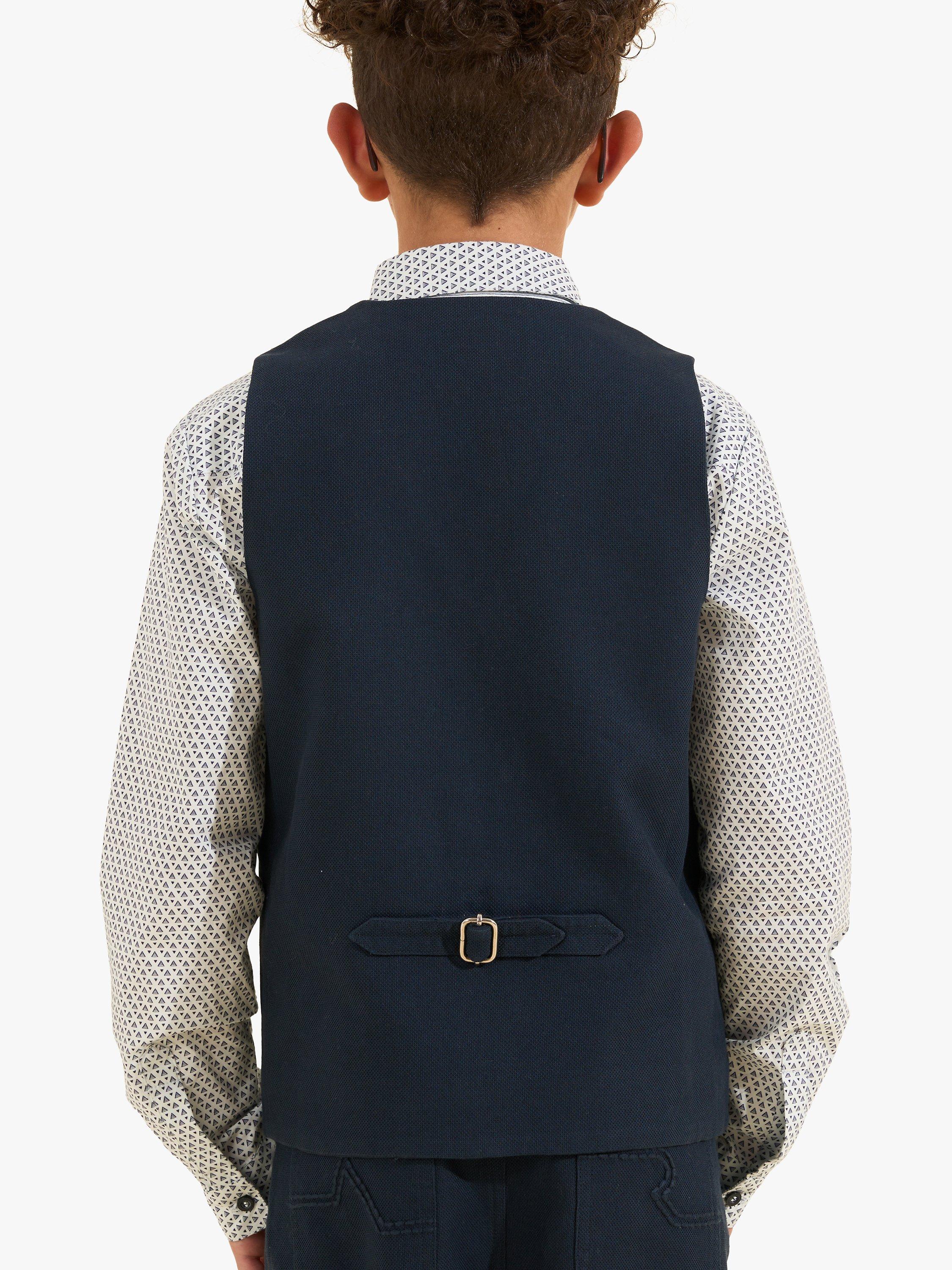 Angel & Rocket Kids' Bernard Textured Waistcoat, Navy, 10 years