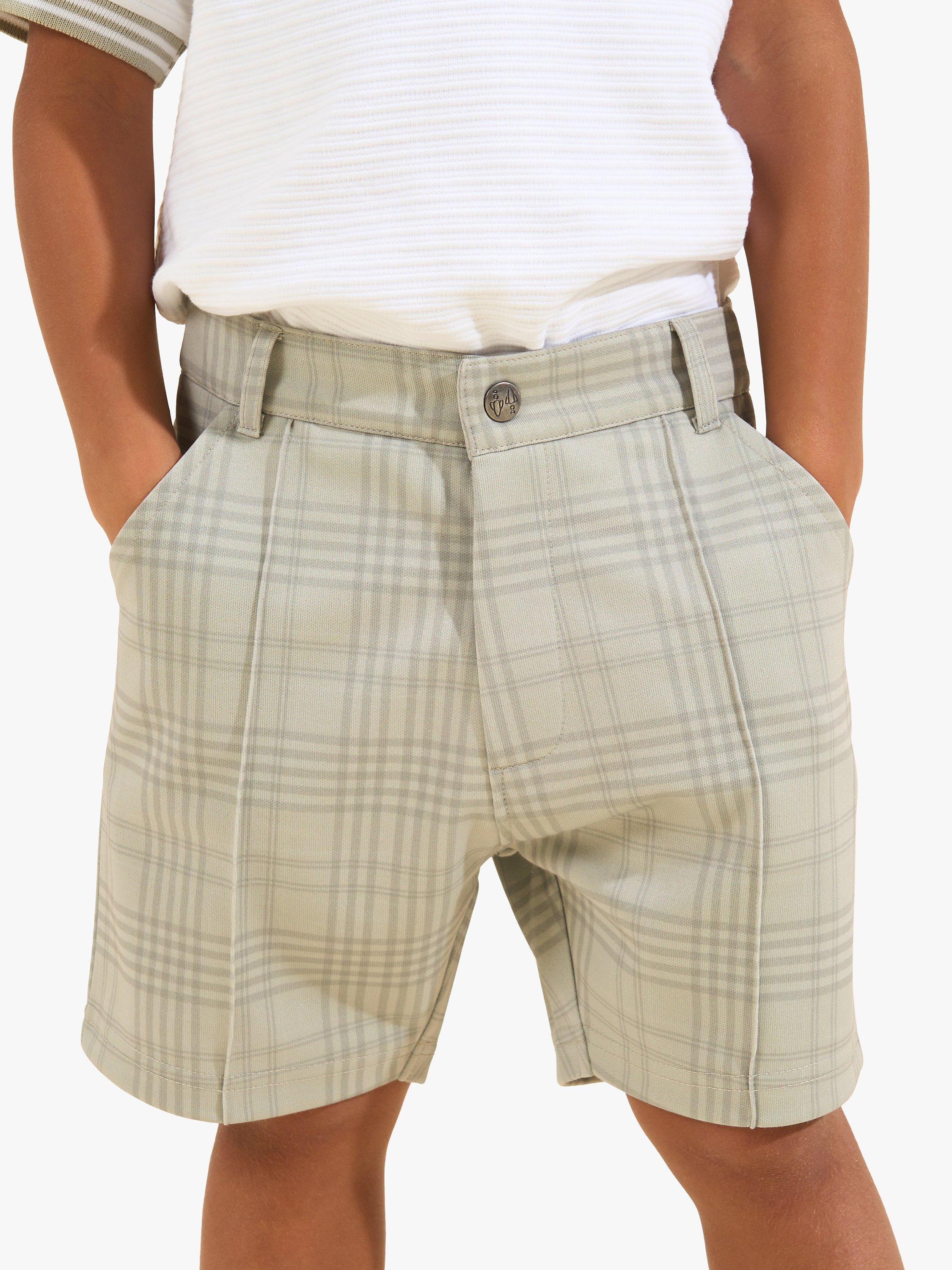 Angel & Rocket Kids' Dawson Check Smart Shorts, Sage