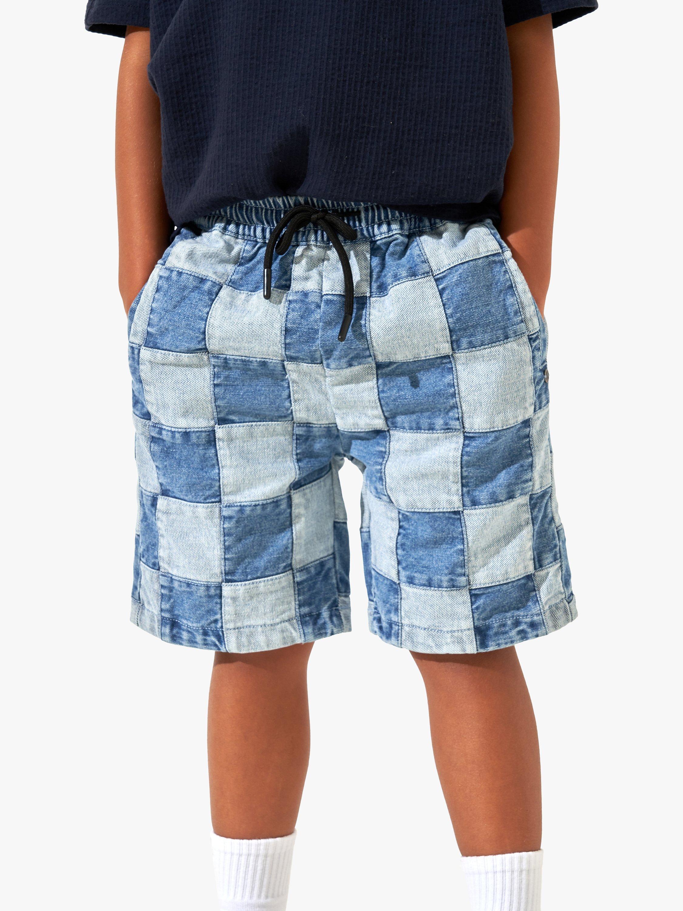 Angel & Rocket Kids' Patchwork Washed Denim Shorts, Blue