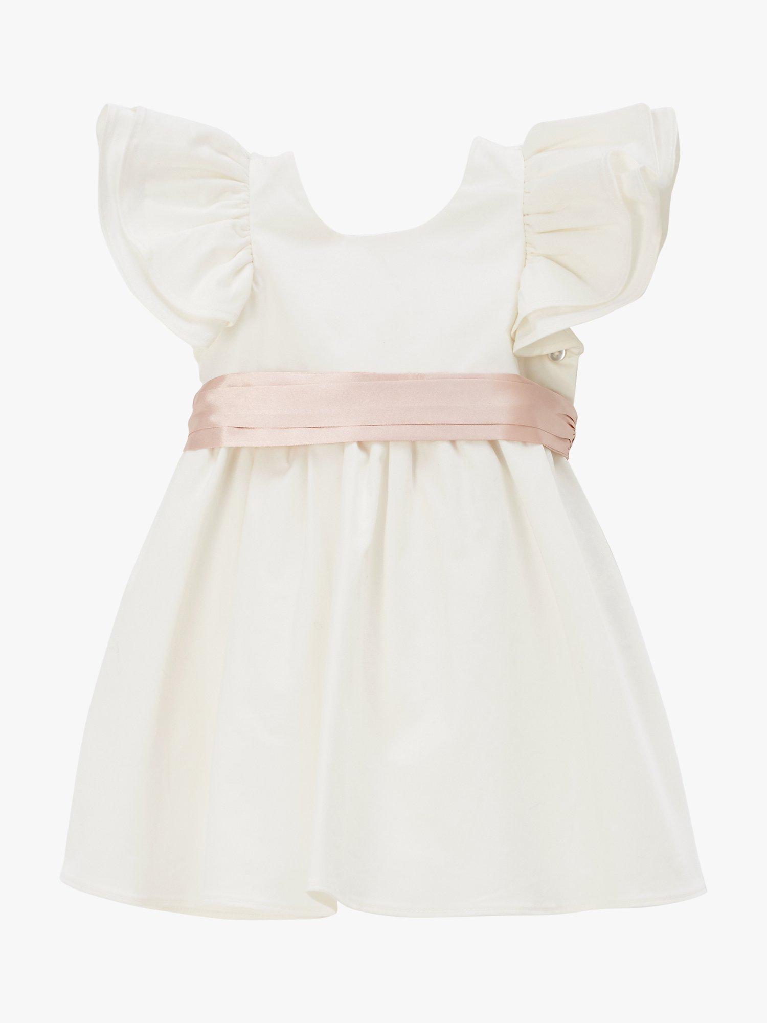 Angel & Rocket Baby Sateen Sash Dress, Cream