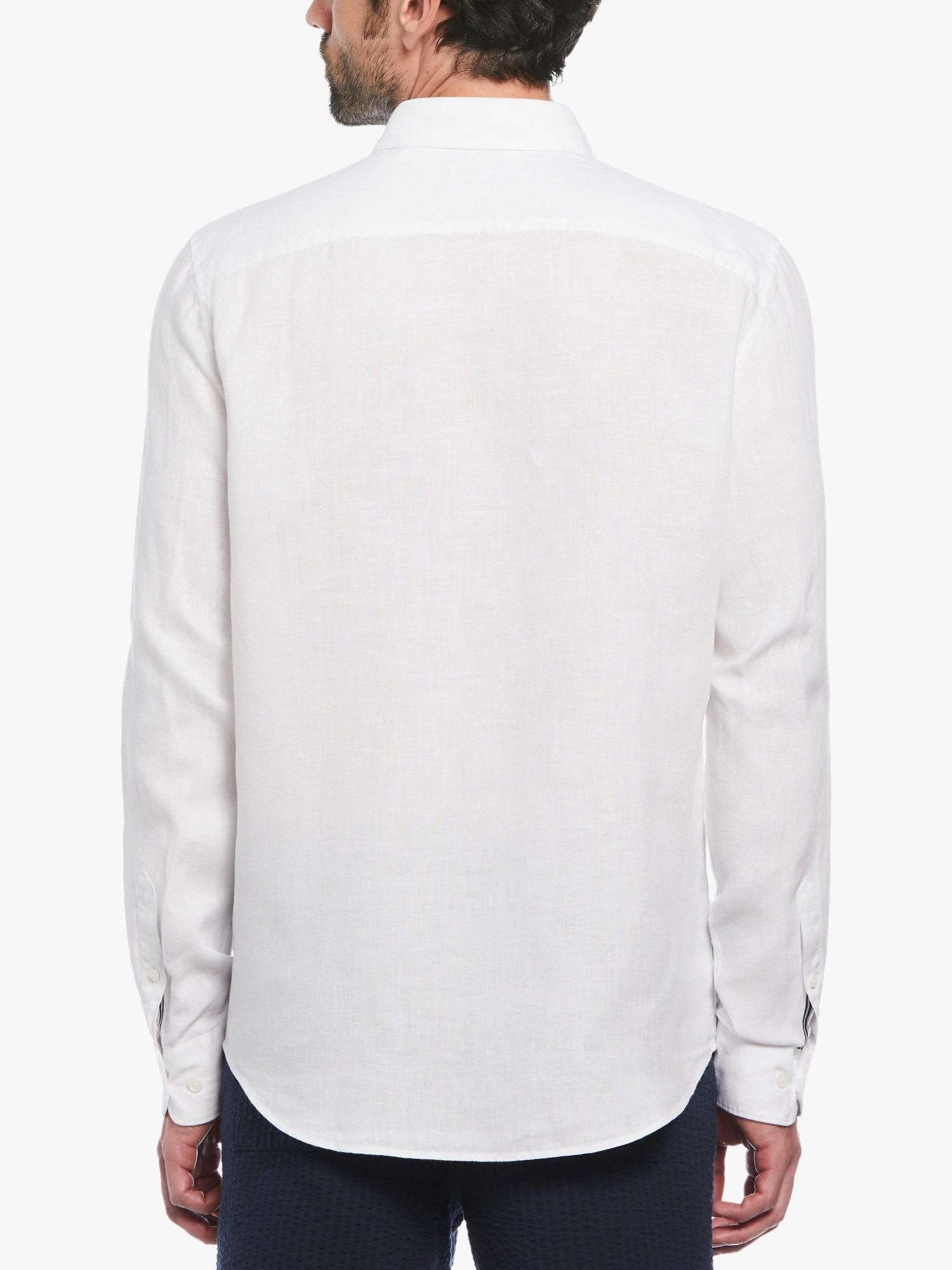 Product image 2 of 4, which shows Original Penguin Long Sleeve Linen Shirt, White, L