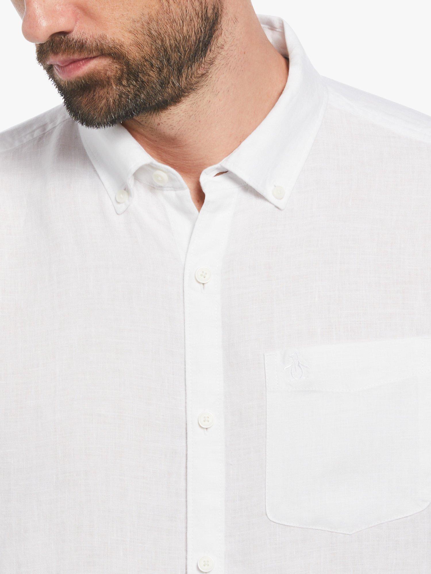 Product image 3 of 4, which shows Original Penguin Long Sleeve Linen Shirt, White, L