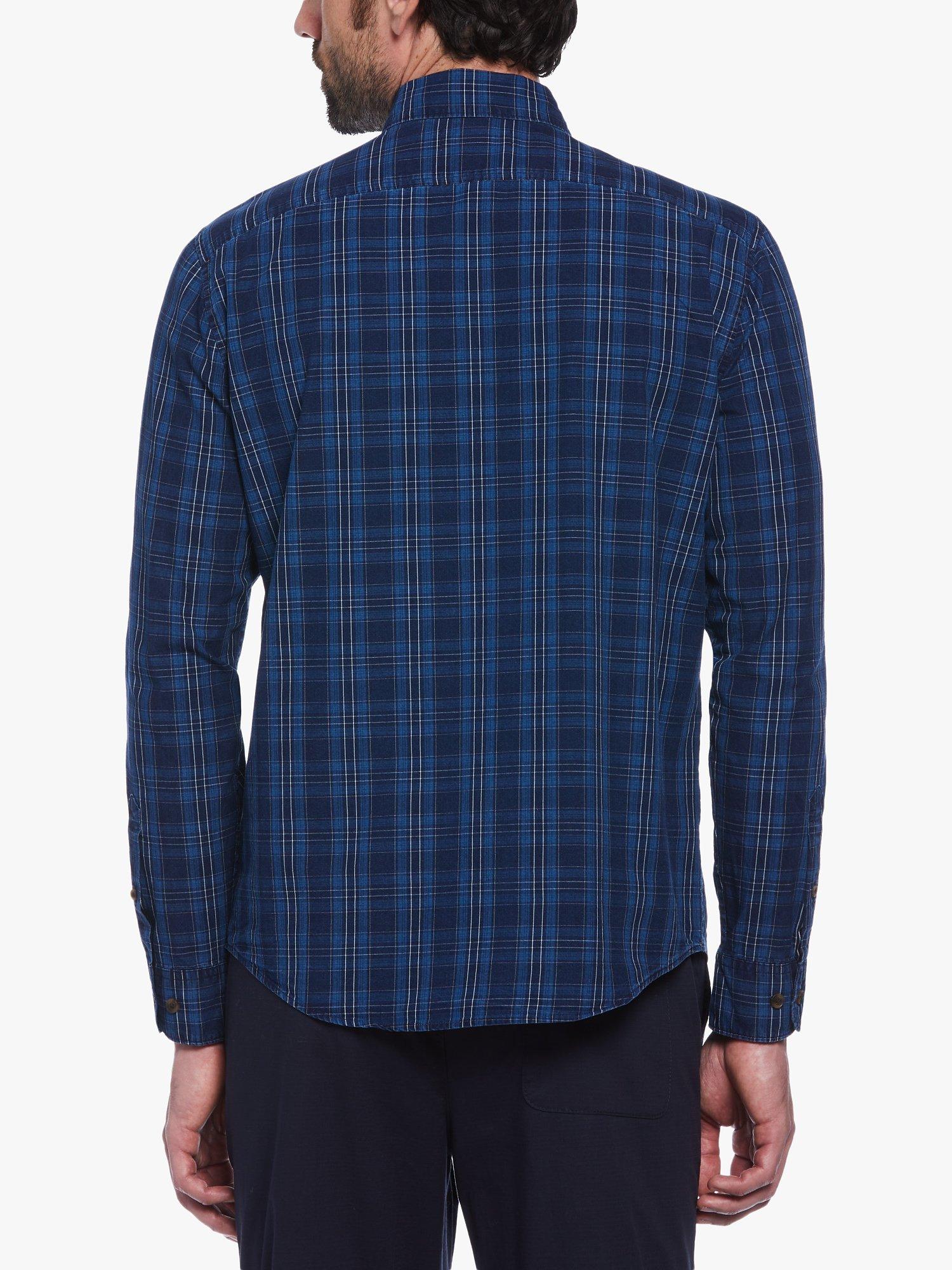 Original Penguin Long Sleeve Plaid Shirt, Blue, S