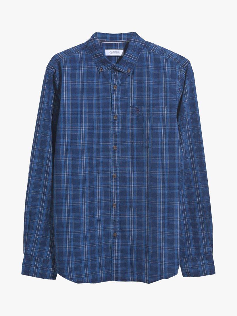 Original Penguin Long Sleeve Plaid Shirt, Blue, S