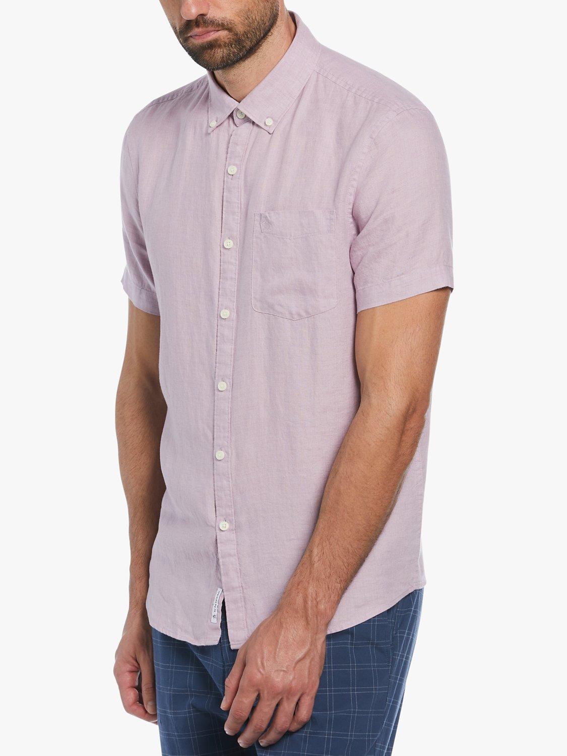 Original Penguin Linen Short Sleeve Shirt, Lavender Frost