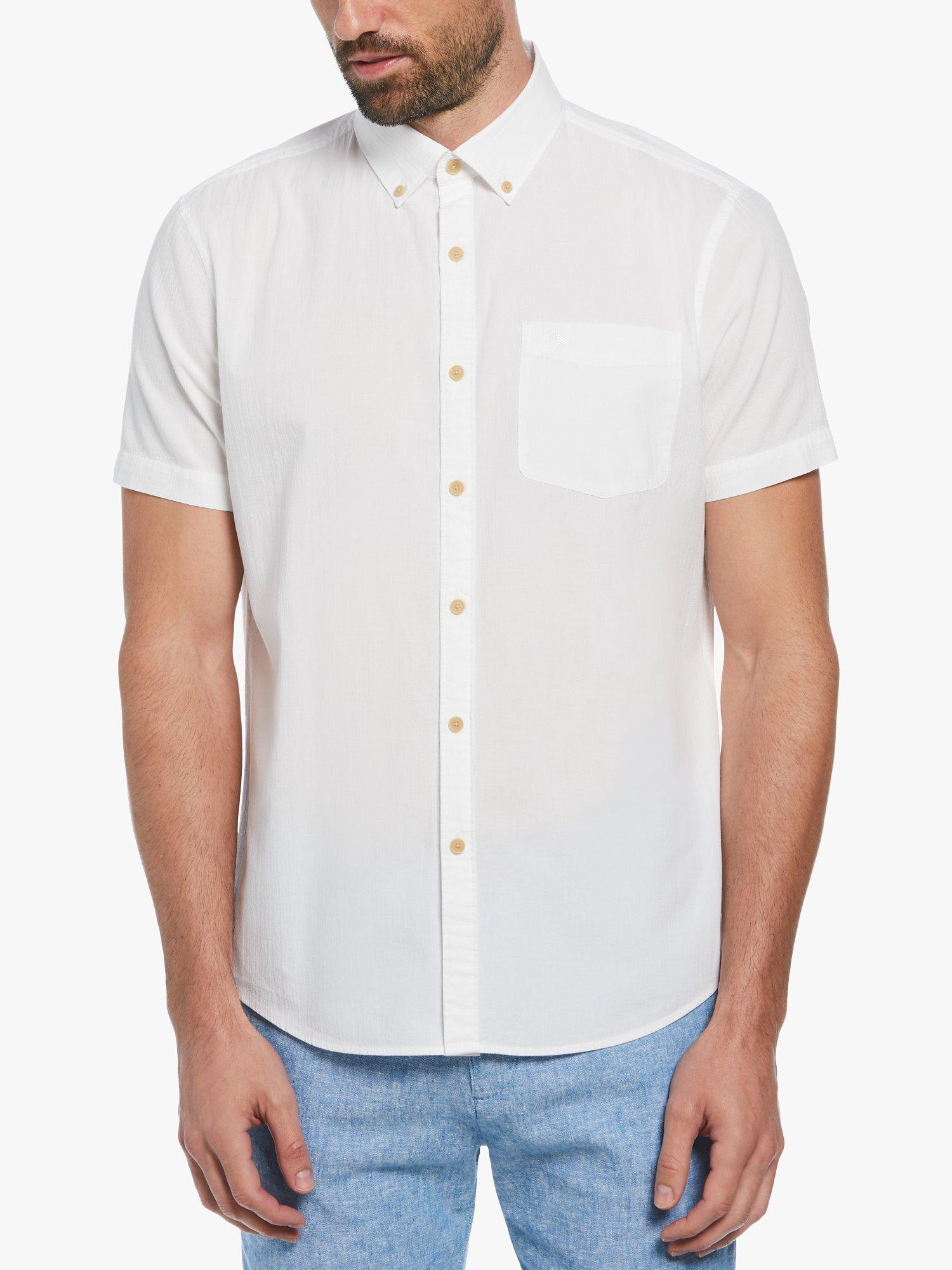 Original Penguin Crinkle Yarn Short Sleeve Shirt, Bright White