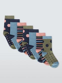 John Lewis Kids' Spot Stripe Cotton Rich Socks, Multi, Multi