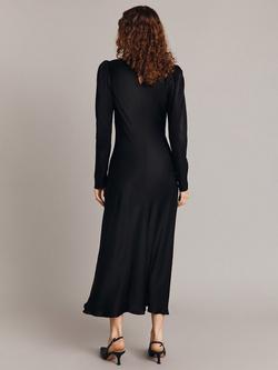 Ghost Harper Puff Sleeve Satin Midi Dress - view 2, Black
