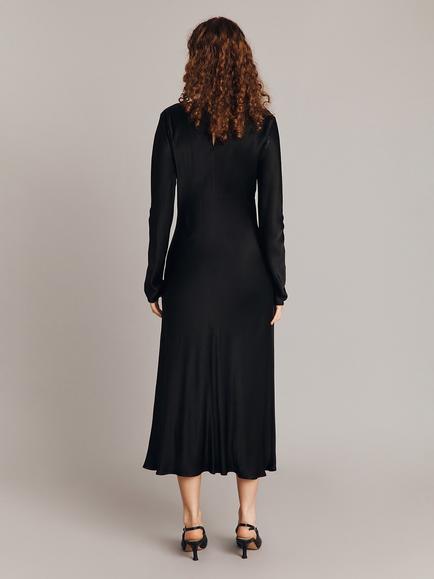 Ghost Freya Cut-Out Detail Satin Midi Dress - view 2, Black