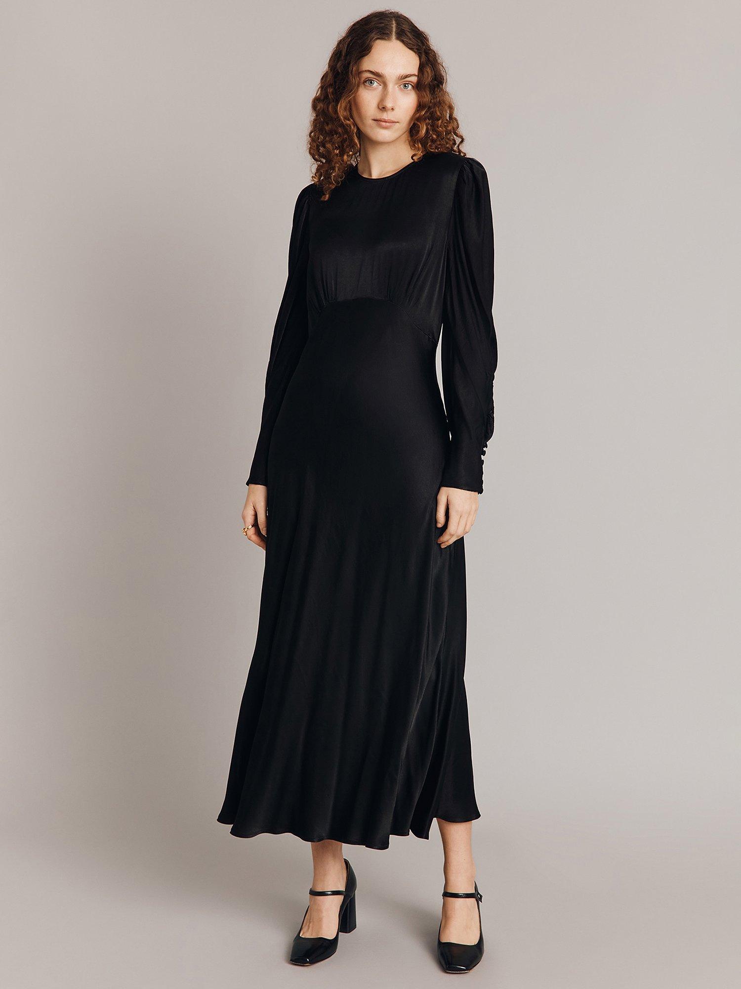 Ghost Fiona Ruched Satin Midi Dress