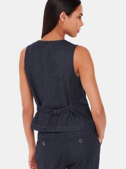 Whistles Joanna Denim Waistcoat, Dark Denim - view 2, Dark Denim