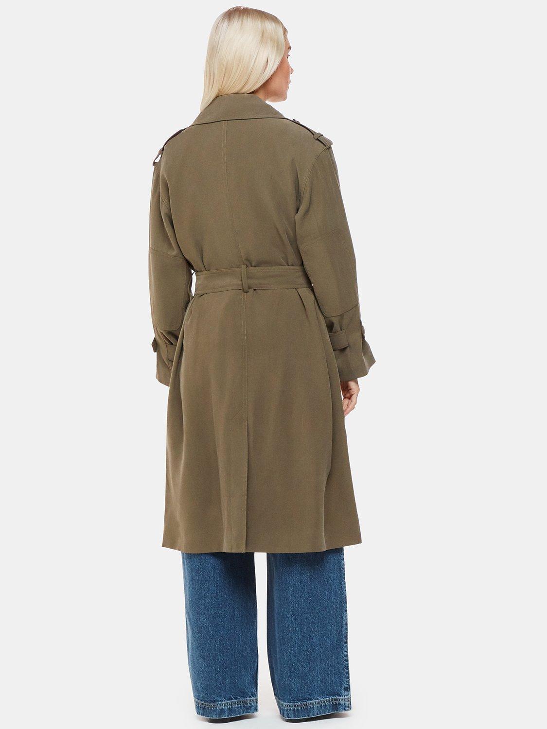 Product image 2 of 5, which shows Whistles Petite Riley Longline Trench Coat, Khaki, 8
