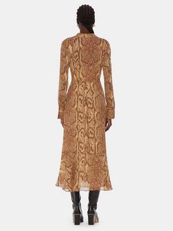 Whistles Serpent Print Midi Dress, Brown/Multi - view 2, Brown/Multi