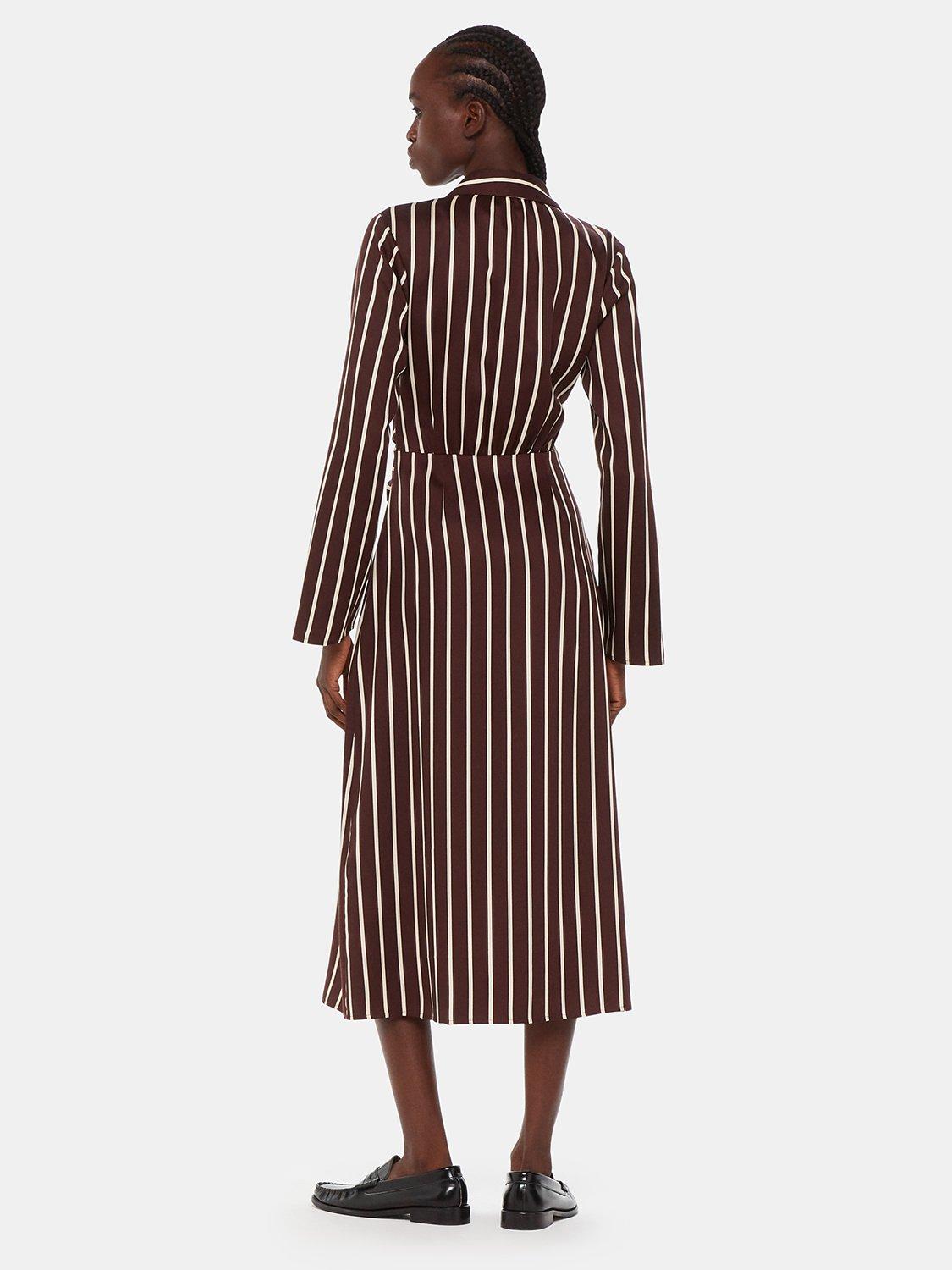 Product image 2 of 5, which shows Whistles Alex Stripe Shirt Dress, Burgundy/Multi, 10