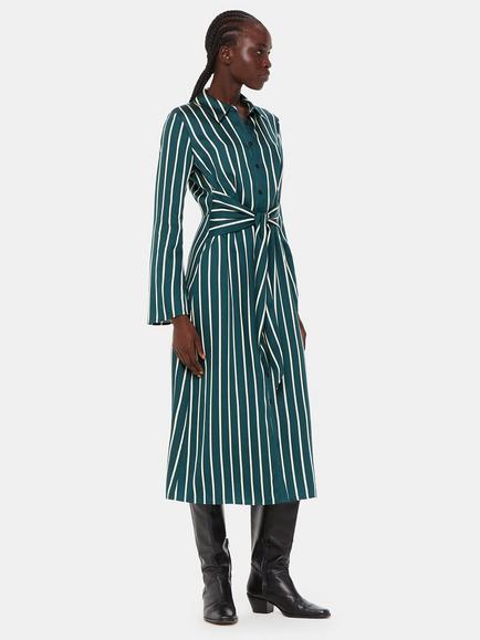 Whistles Alex Stripe Shirt Dress, Green/Multi