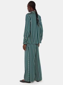 Whistles Petite Alex Stripe Wide Leg Trousers, Green/Multi - view 2, Green/Multi
