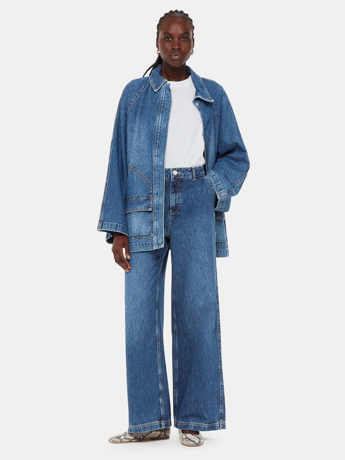 Product image 3 of 4, which shows Whistles Wide Leg High Waist Jeans, Blue, 30