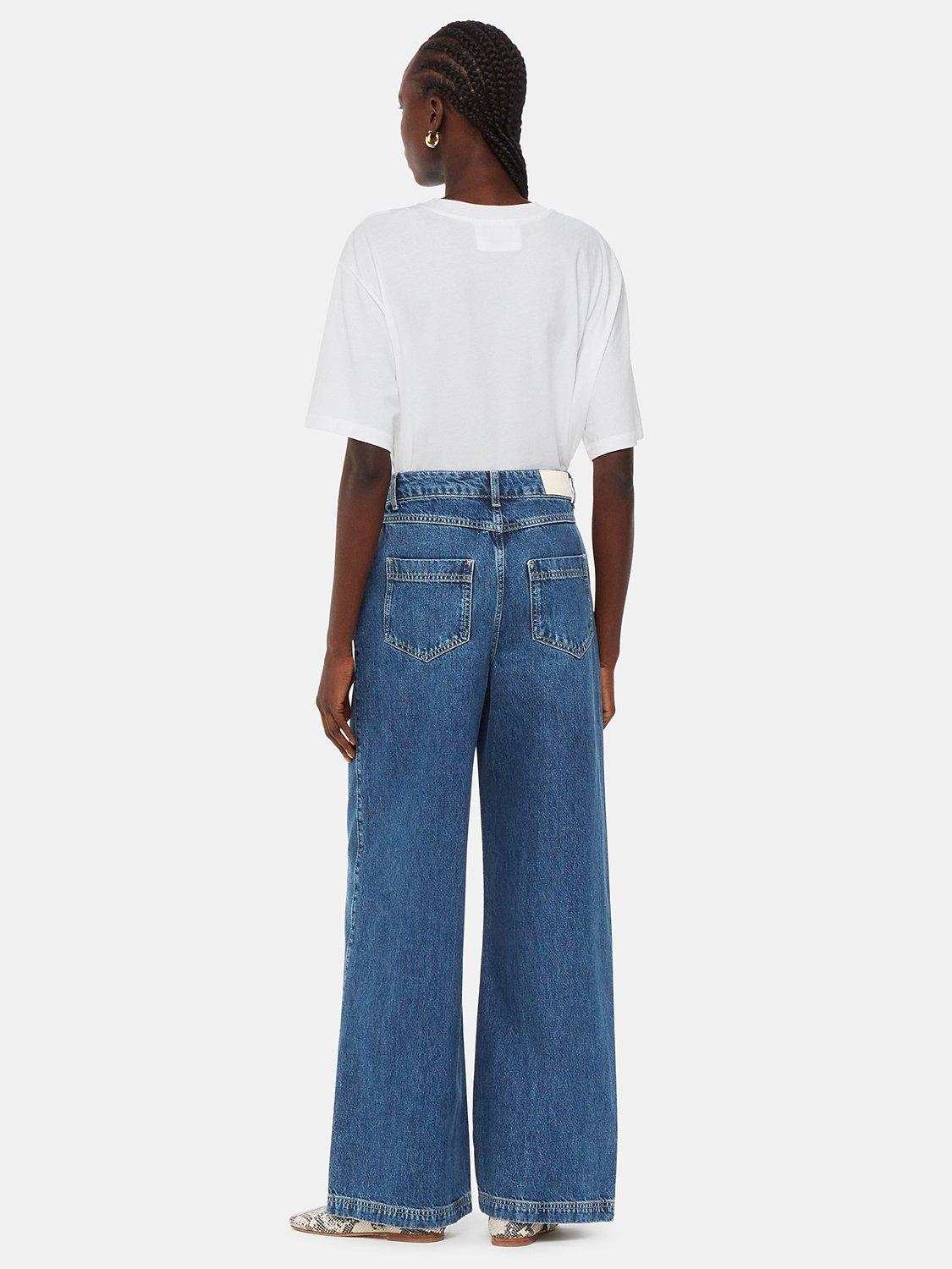 Product image 2 of 4, which shows Whistles Wide Leg High Waist Jeans, Blue, 30
